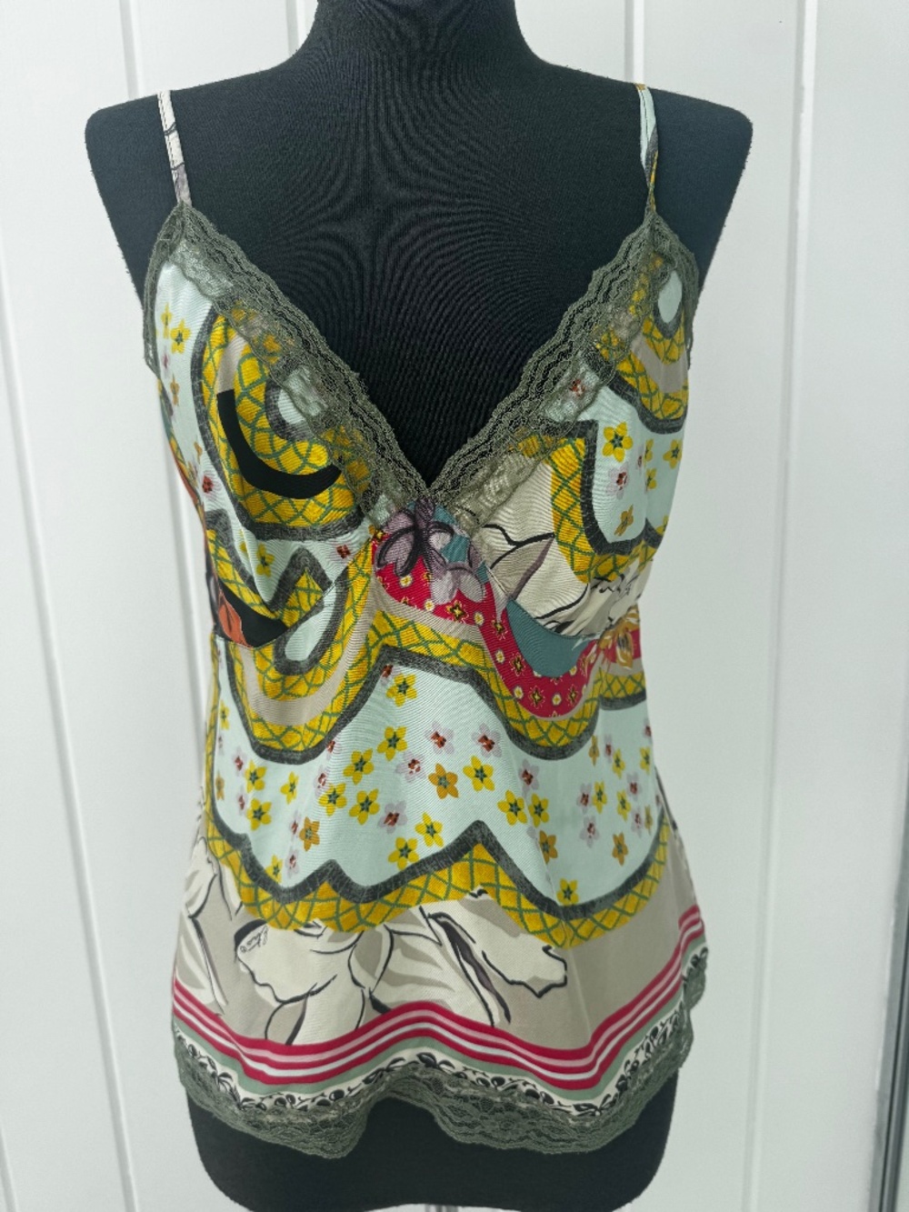 ETRO MULTICOLOR SILK CAMISOLE TOP SMALL